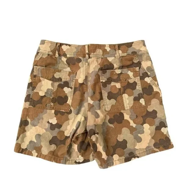 Anthropologie The Wanderer Utility Shorts Brown Olive Abstract Camo 28 - Picture 2 of 7